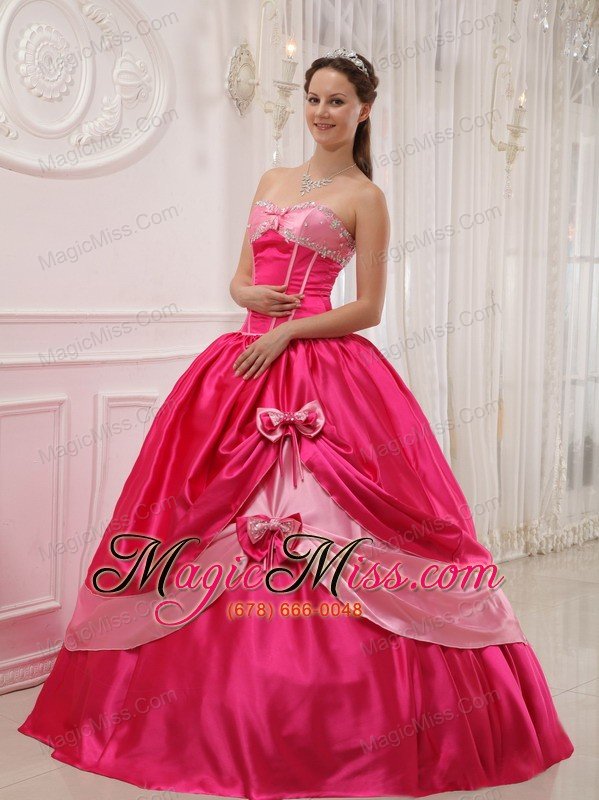 wholesale elegant ball gown sweetheart floor-length satin appliques with beading quinceanera dress