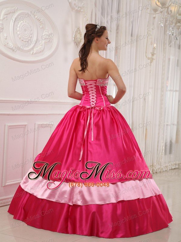 wholesale elegant ball gown sweetheart floor-length satin appliques with beading quinceanera dress