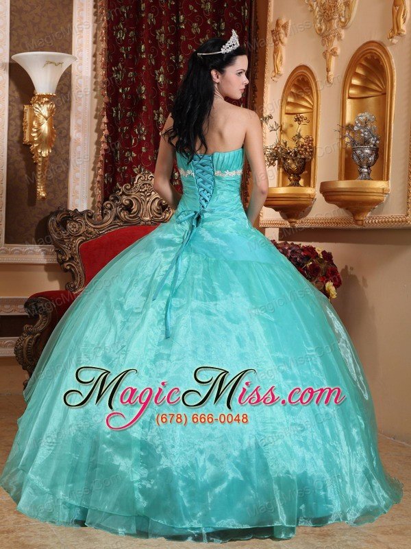 wholesale beautiful ball gown strapless floor-length organza appliques quinceanera dress
