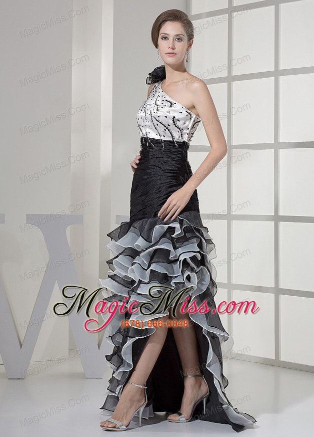 wholesale one shoulder and beading for high-low prom dress
