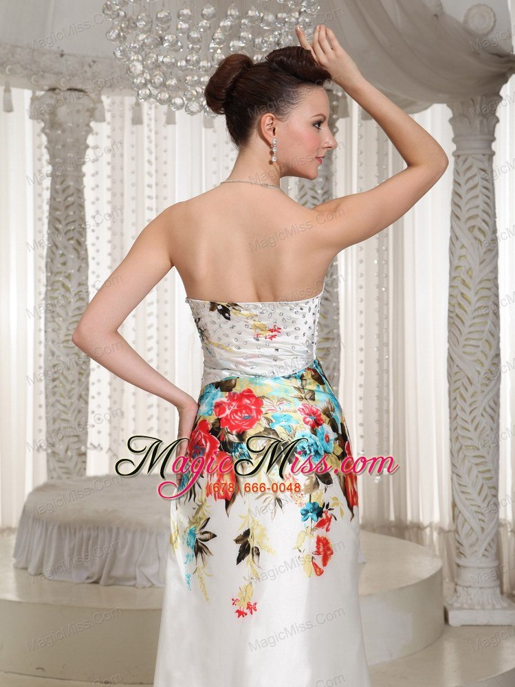wholesale printing floor-length strapless rhinestones embellishment prom dress for formal evening