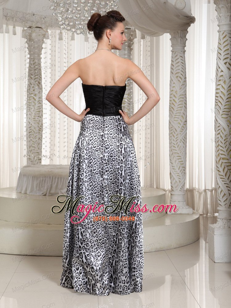 wholesale ruched bodice embellishment sweetheart leopard prom dress with floor-length