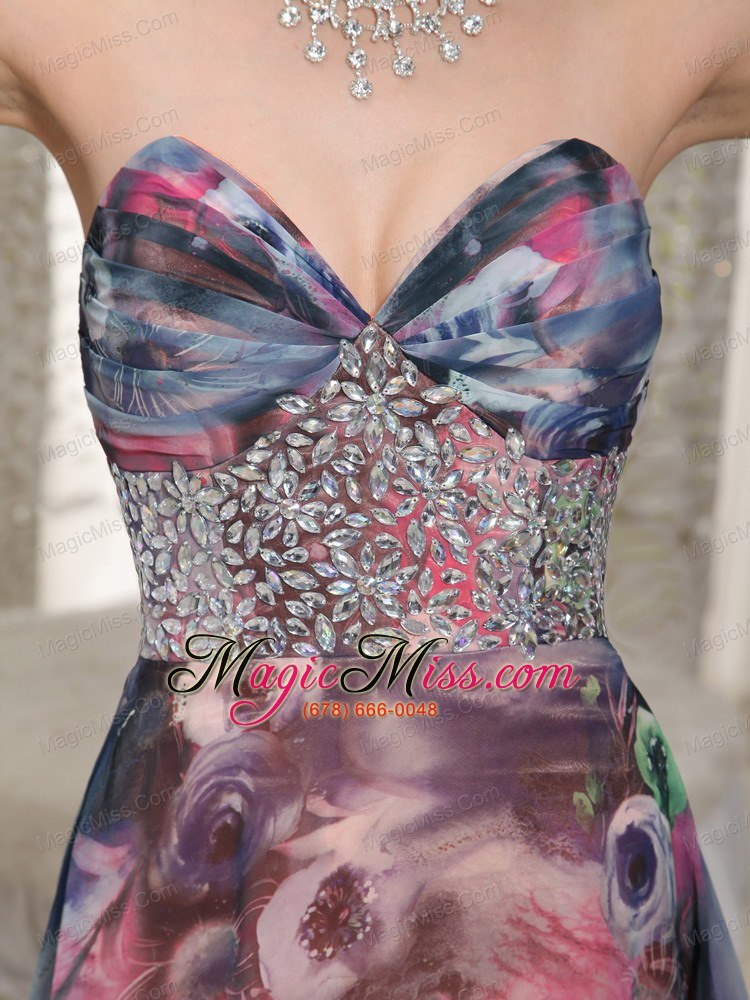 wholesale beaded embellishment floor-length printing 2013 prom dress for wear