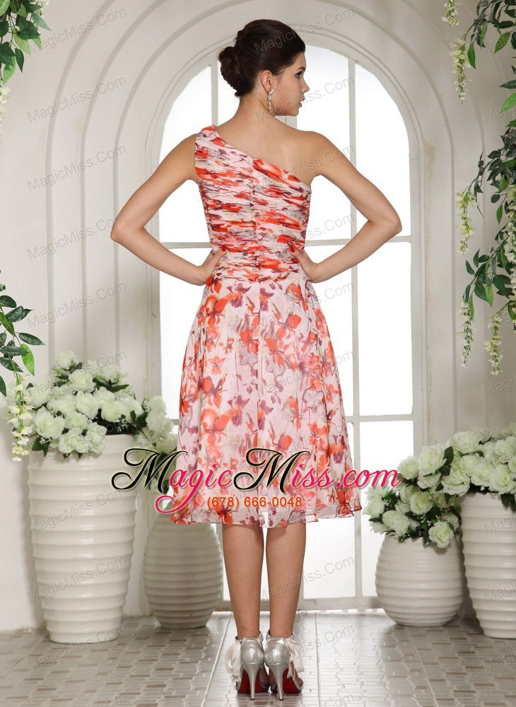 wholesale printing one shoulder tea-length homecoming dress for custom made in bloomington