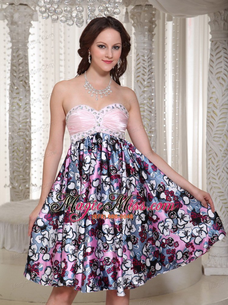 wholesale sweetheart a-line printing homecoming dress with beading in store