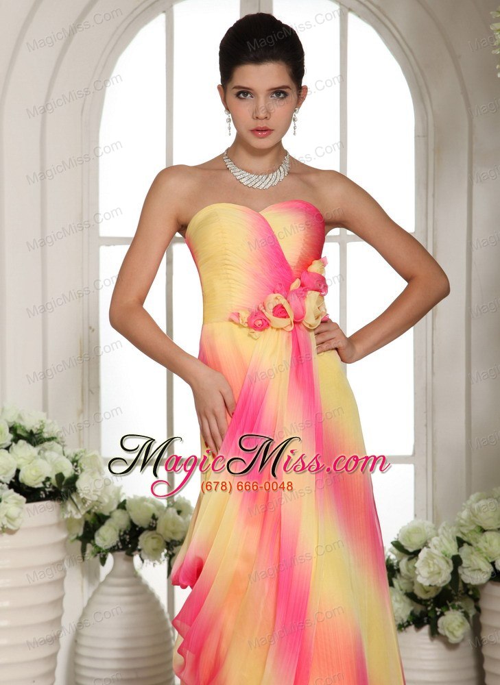 wholesale multi-color hand made flowers sweetheart prom gowns with brush train