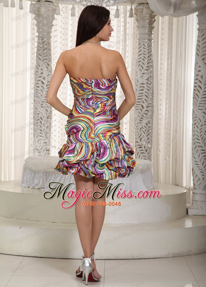 wholesale multi-color strapless printing prom dress