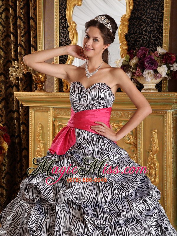 wholesale popular ball gown sweetheart floor-length zebra quinceanera dress