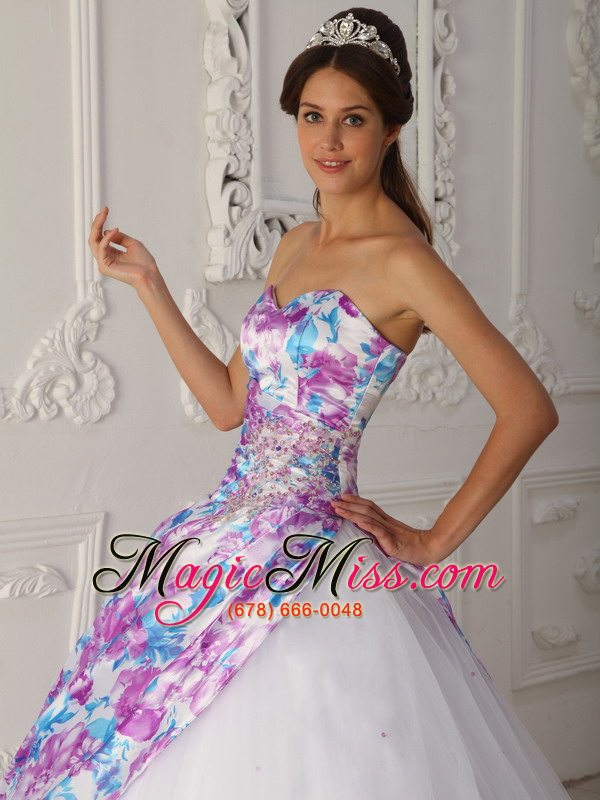 wholesale multi-color a-line sweetheart floor-length tulle appliques quinceanera dress
