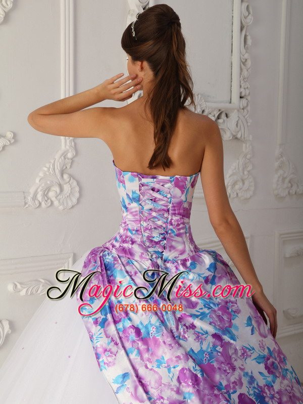 wholesale multi-color a-line sweetheart floor-length tulle appliques quinceanera dress