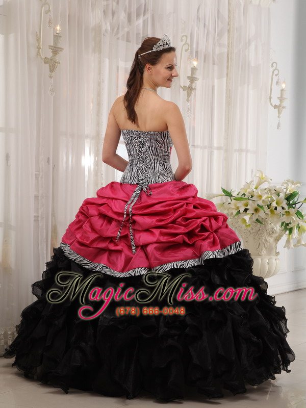 wholesale brand new red and black ball gown sweetheart floor-length quinceanera dress