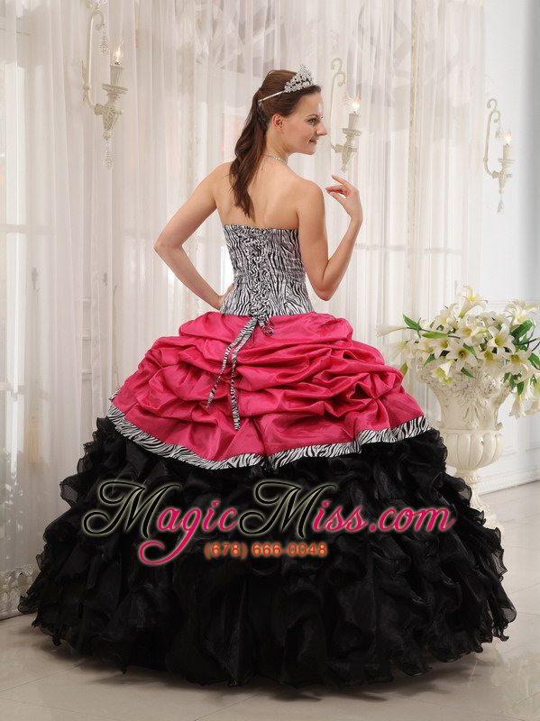 wholesale brand new red and black ball gown sweetheart floor-length quinceanera dress
