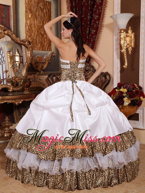 wholesale white ball gown strapless floor-length leopard beading quinceanera dress
