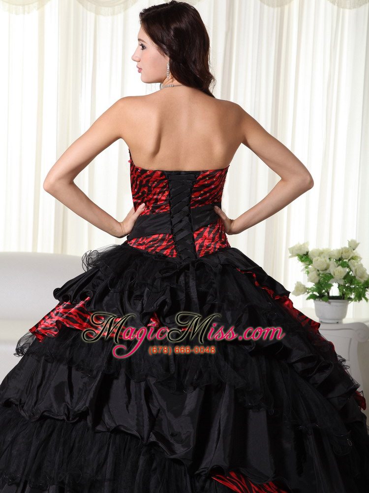 wholesale exquisite ball gown strapless floor-length leopard ruffles quinceanera dress