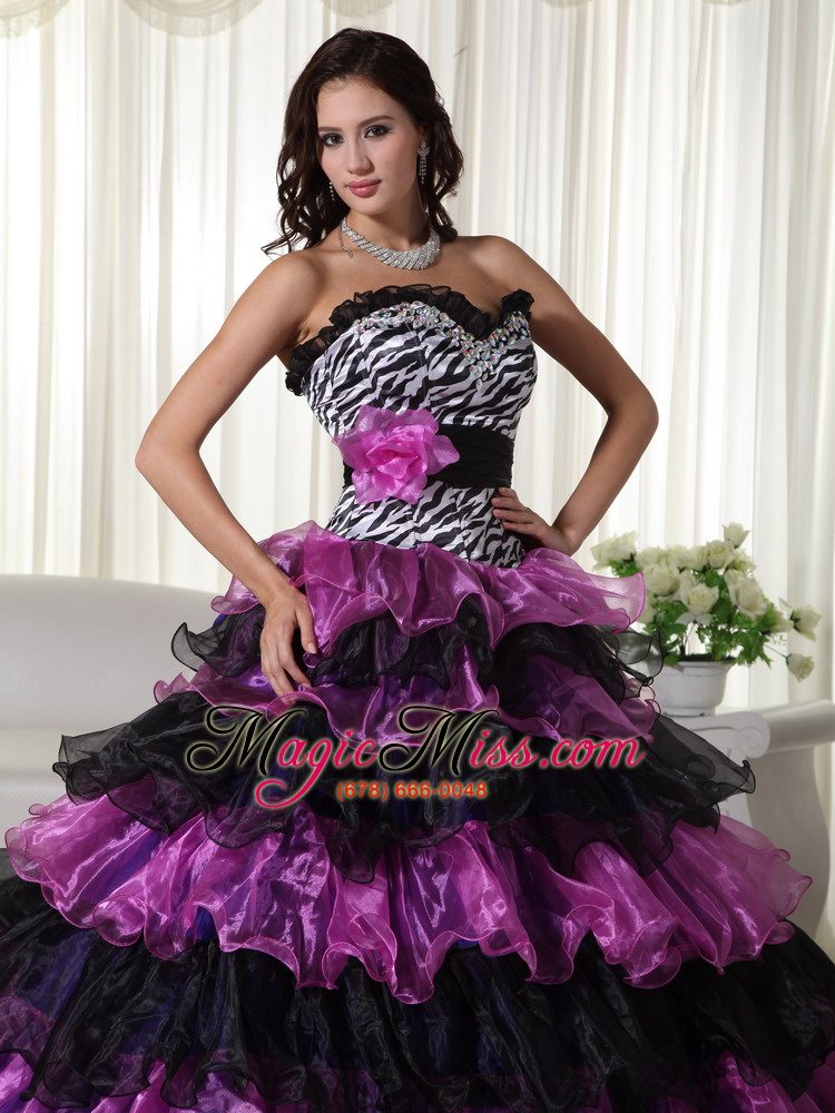 wholesale fashionable ball gown sweetheart floor-length organza beading quinceanera dress