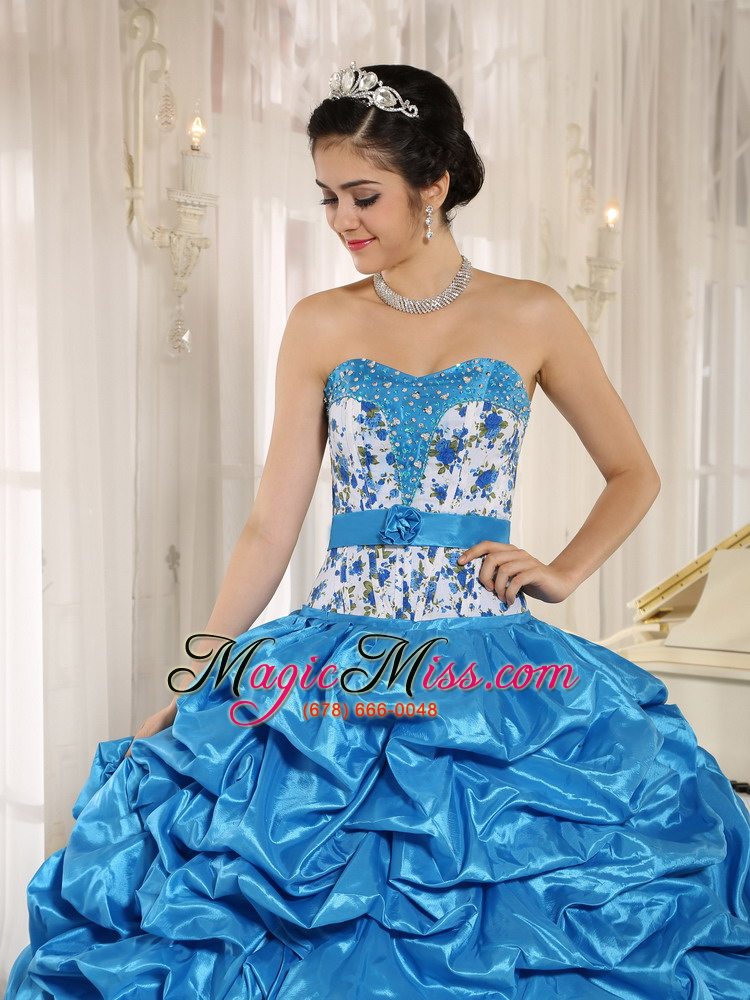 wholesale beaded and pick-ups for aqua blue quinceanera dress taffeta and printing in hanalei city hawaii