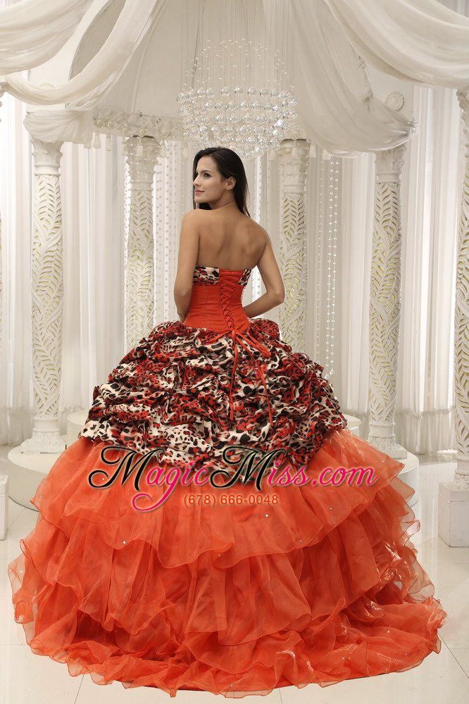 wholesale organza leopard quinceanera dress with beaded decorate