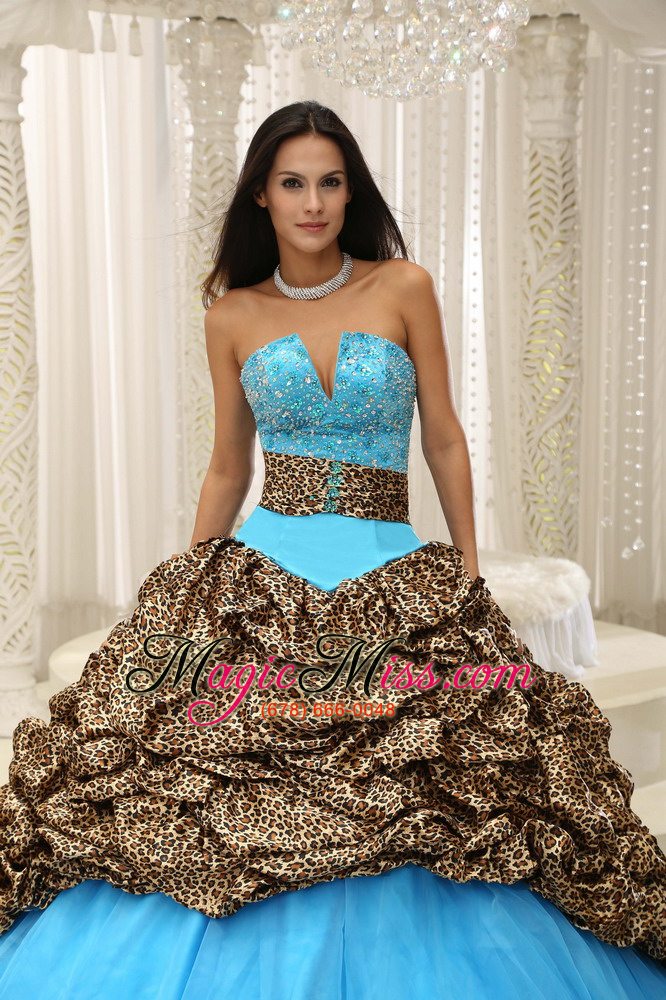 wholesale leopard and organza beading decorate sweetheart neckline exquisite style for 2013 quinceanera dress