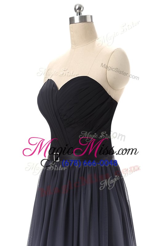 wholesale black sleeveless chiffon lace up evening dress for prom and party