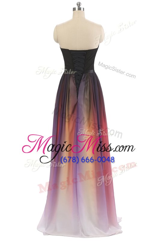 wholesale custom made sweetheart sleeveless lace up prom party dress black chiffon