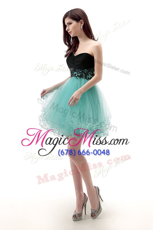 wholesale fitting blue and black sweetheart neckline lace prom party dress sleeveless zipper