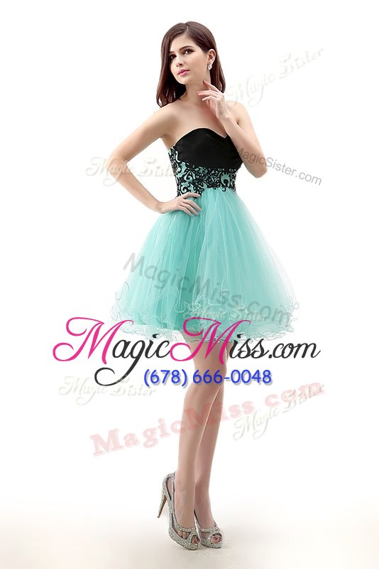 wholesale fitting blue and black sweetheart neckline lace prom party dress sleeveless zipper