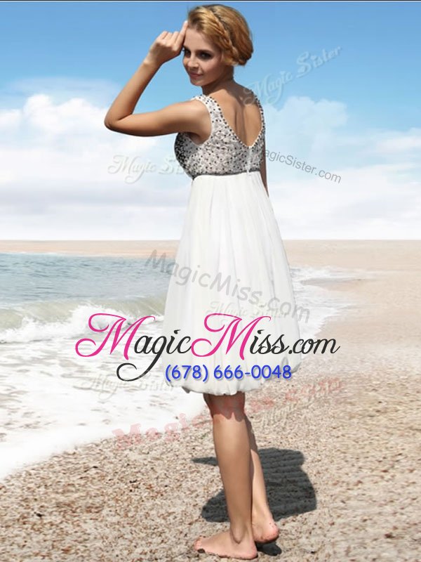 wholesale white evening dress prom and party and for with beading straps sleeveless zipper