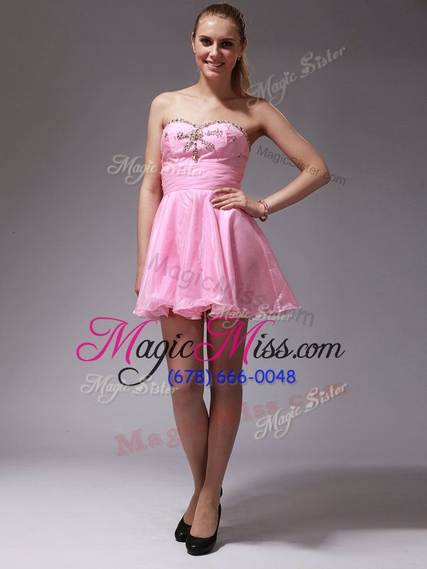 wholesale fitting mini length pink prom dress sweetheart sleeveless zipper