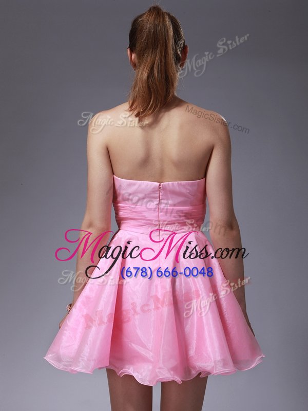 wholesale fitting mini length pink prom dress sweetheart sleeveless zipper