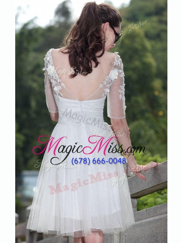 wholesale best white v-neck zipper lace mother of the bride dress sleeveless