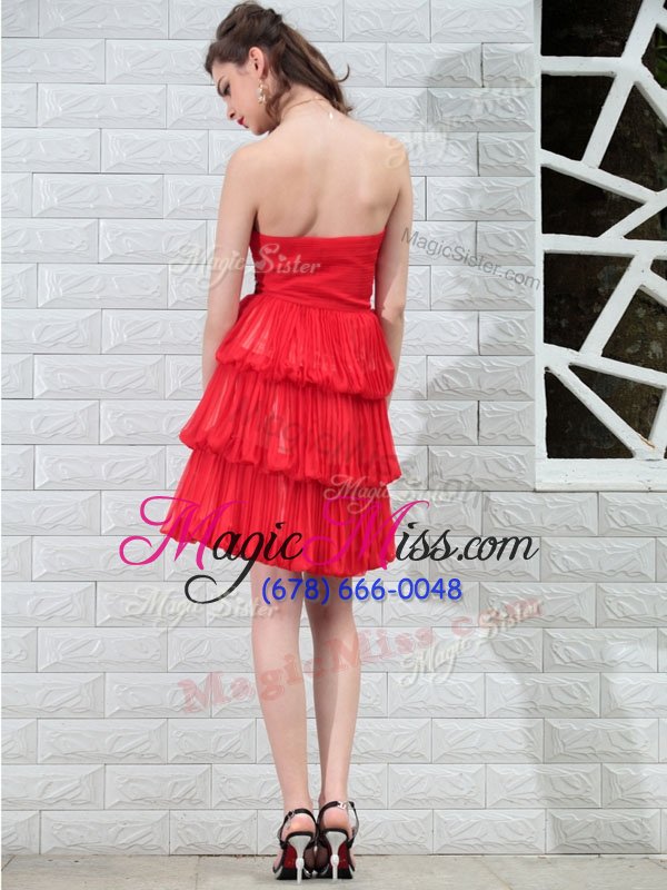 wholesale discount strapless sleeveless chiffon evening dress beading side zipper