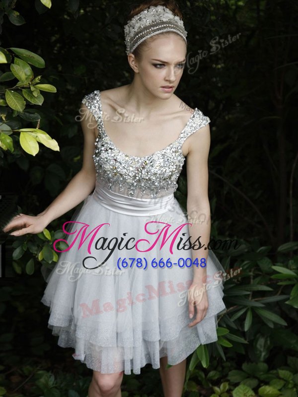 wholesale excellent organza sleeveless knee length and beading and ruffles