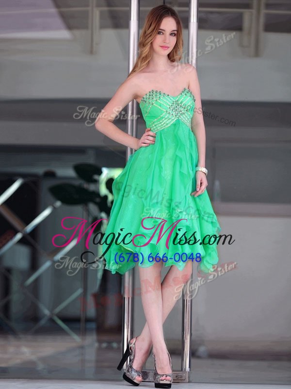 wholesale beading dress for prom green zipper sleeveless floor length