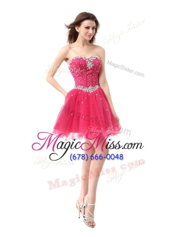 wholesale fancy watermelon red sleeveless organza lace up prom evening gown for prom and party