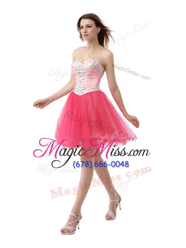 wholesale delicate sweetheart sleeveless knee length beading watermelon red organza