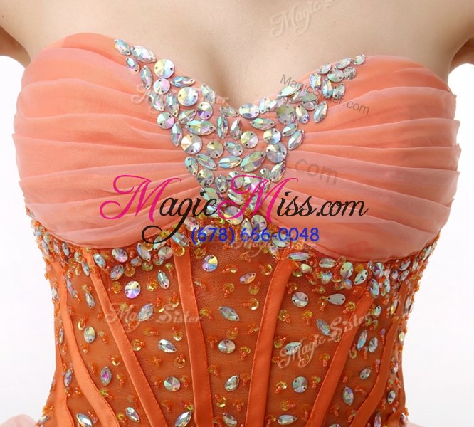 wholesale lovely sleeveless knee length beading and ruffles zipper prom dresses with multi-color