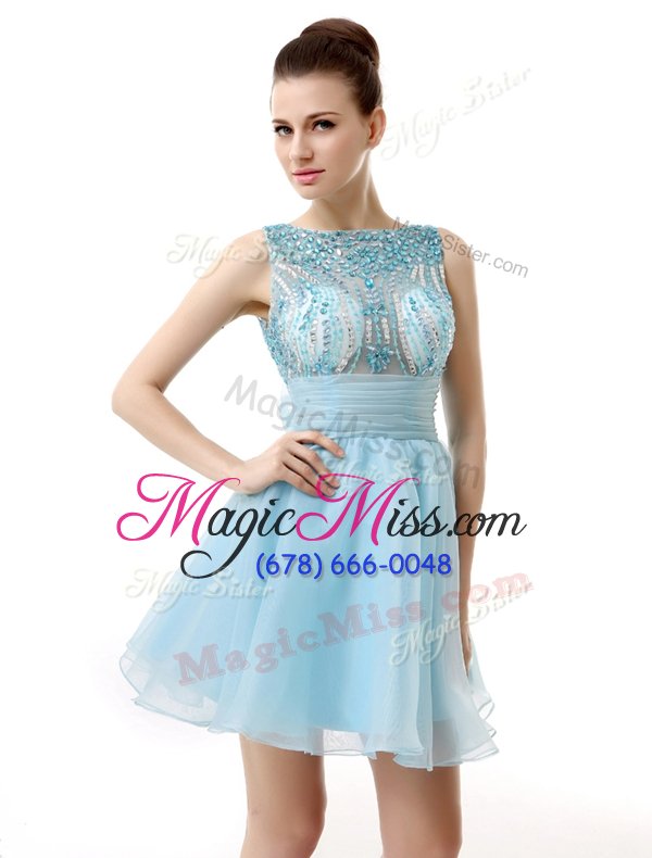 wholesale most popular scoop chiffon sleeveless knee length homecoming dress and beading and sashes|ribbons