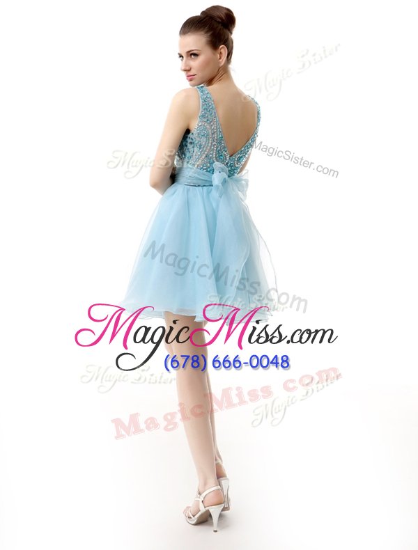 wholesale most popular scoop chiffon sleeveless knee length homecoming dress and beading and sashes|ribbons