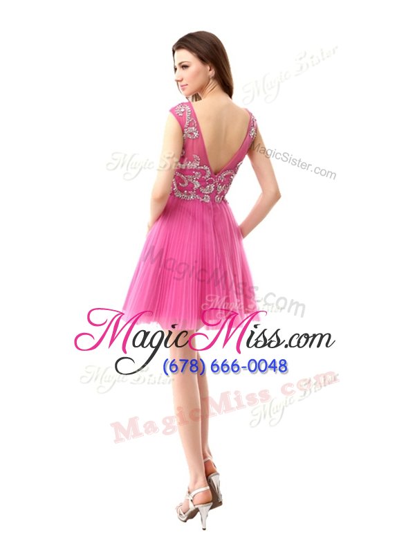 wholesale on sale scoop cap sleeves zipper mini length beading and sequins and pleated casual dresses