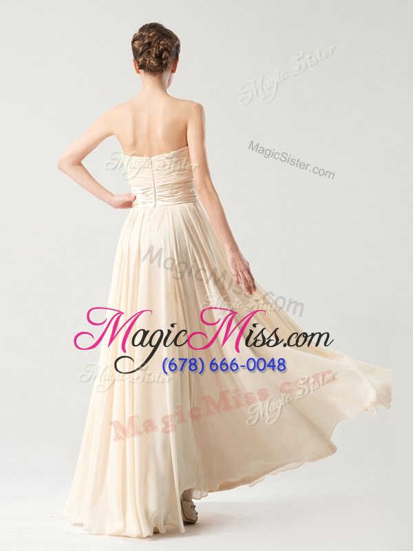 wholesale new style floor length champagne homecoming dress online strapless sleeveless zipper