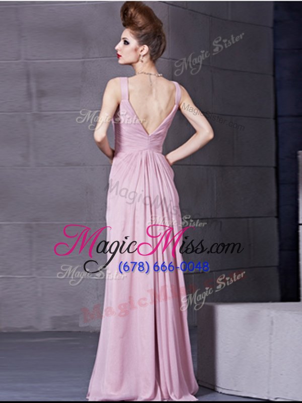 wholesale deluxe scoop cap sleeves floor length beading and ruching watermelon red chiffon