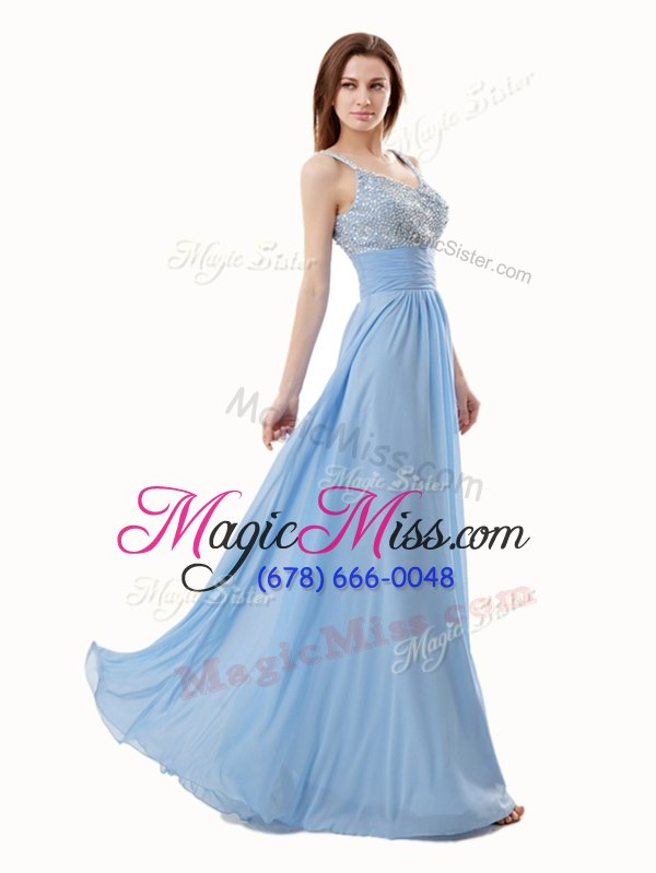wholesale dramatic chiffon and sequined sleeveless floor length prom dress and beading