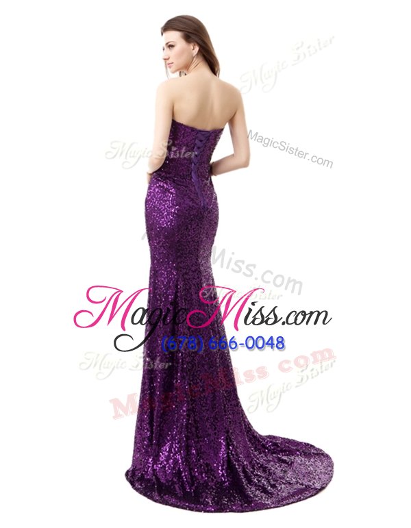 wholesale amazing mermaid burgundy sleeveless floor length beading and ruffles side zipper dress for prom