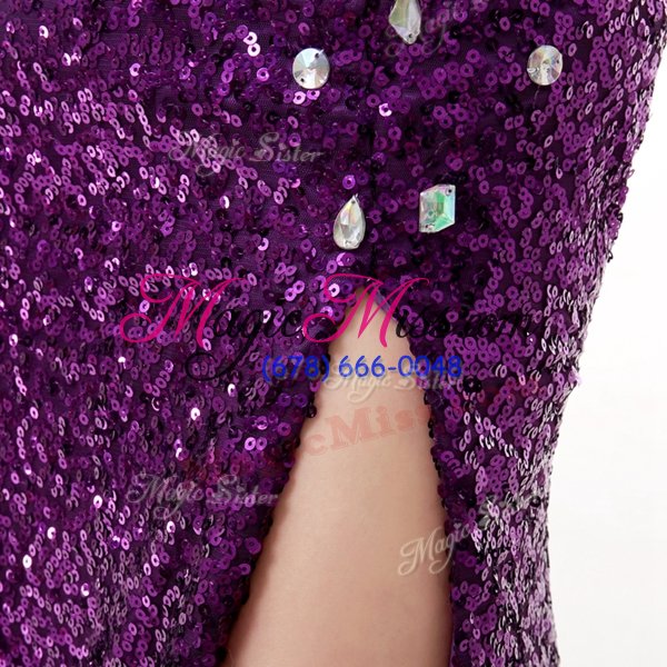 wholesale amazing mermaid burgundy sleeveless floor length beading and ruffles side zipper dress for prom