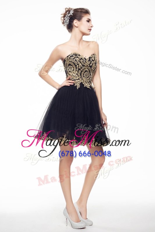 wholesale inexpensive black sweetheart neckline beading and lace prom dress sleeveless side zipper