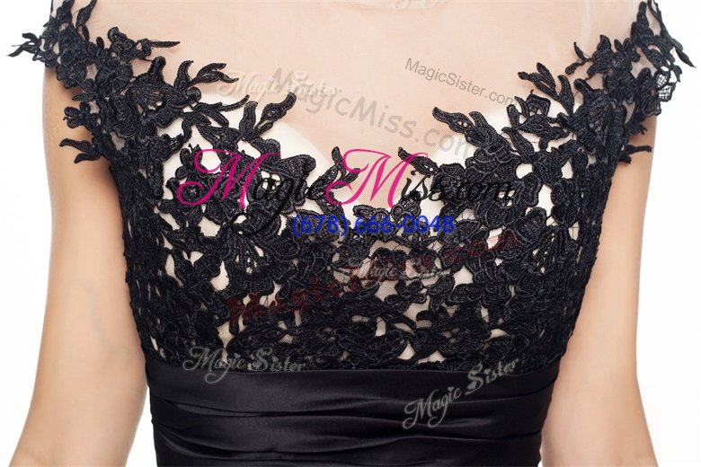 wholesale black evening dress prom and party and for with lace scoop cap sleeves zipper