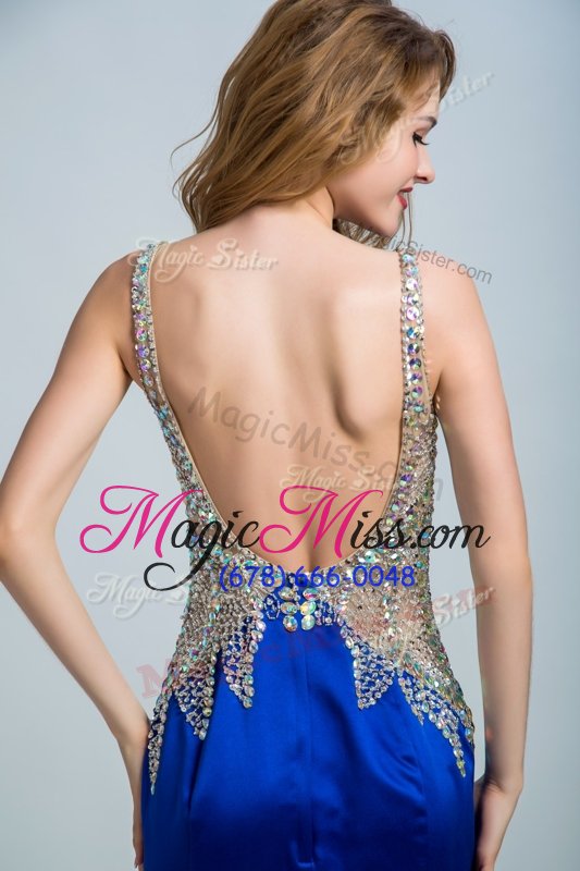 wholesale cute royal blue sleeveless chiffon backless military ball dresses for prom