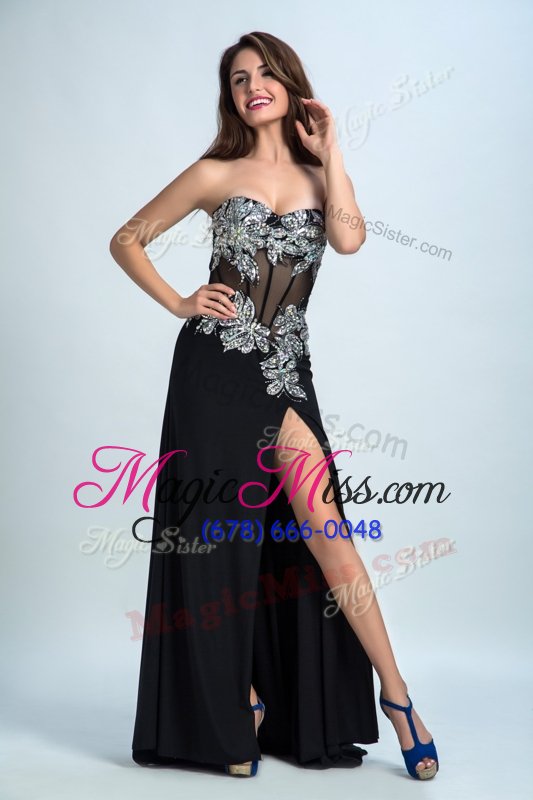 wholesale customized black homecoming dress prom and for with beading sweetheart sleeveless brush train zipper