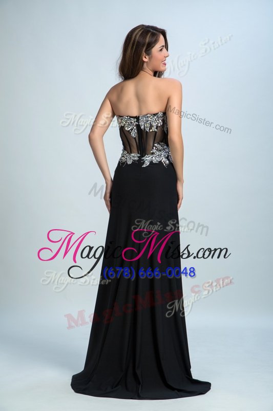 wholesale customized black homecoming dress prom and for with beading sweetheart sleeveless brush train zipper