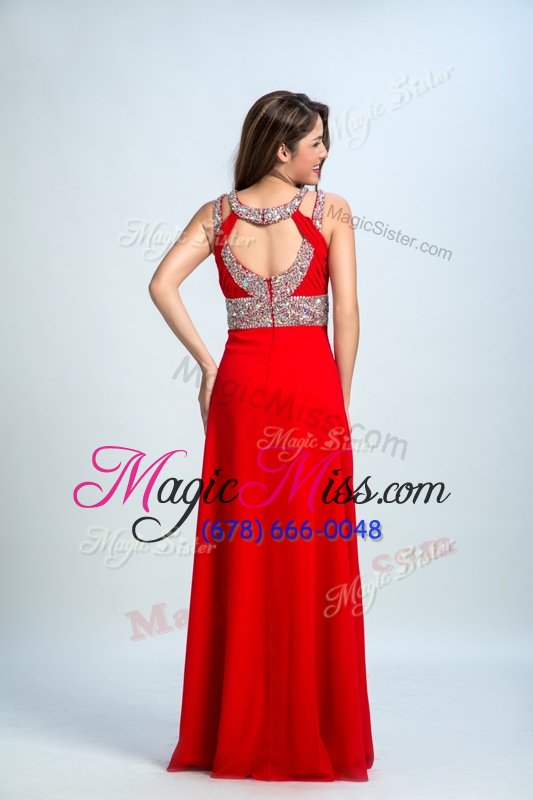wholesale great straps sleeveless evening dress floor length beading coral red taffeta